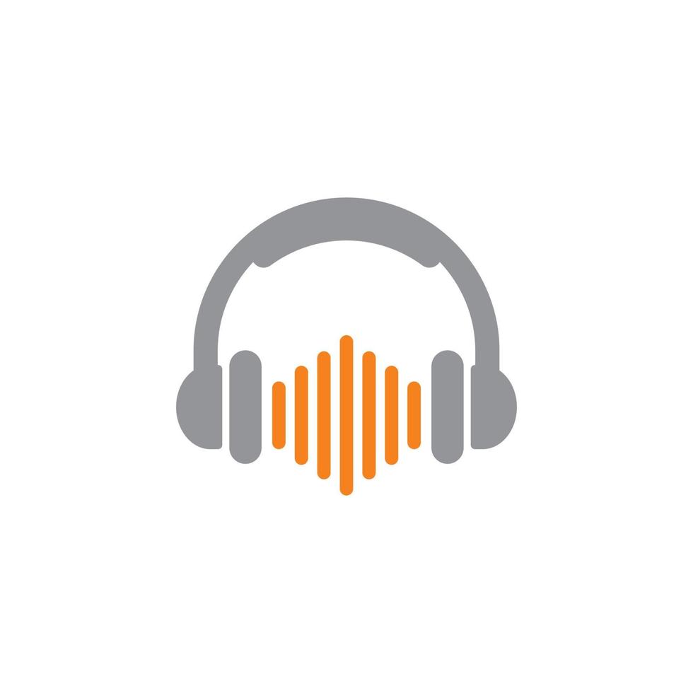 logotipo de auriculares, vector de logotipo de música