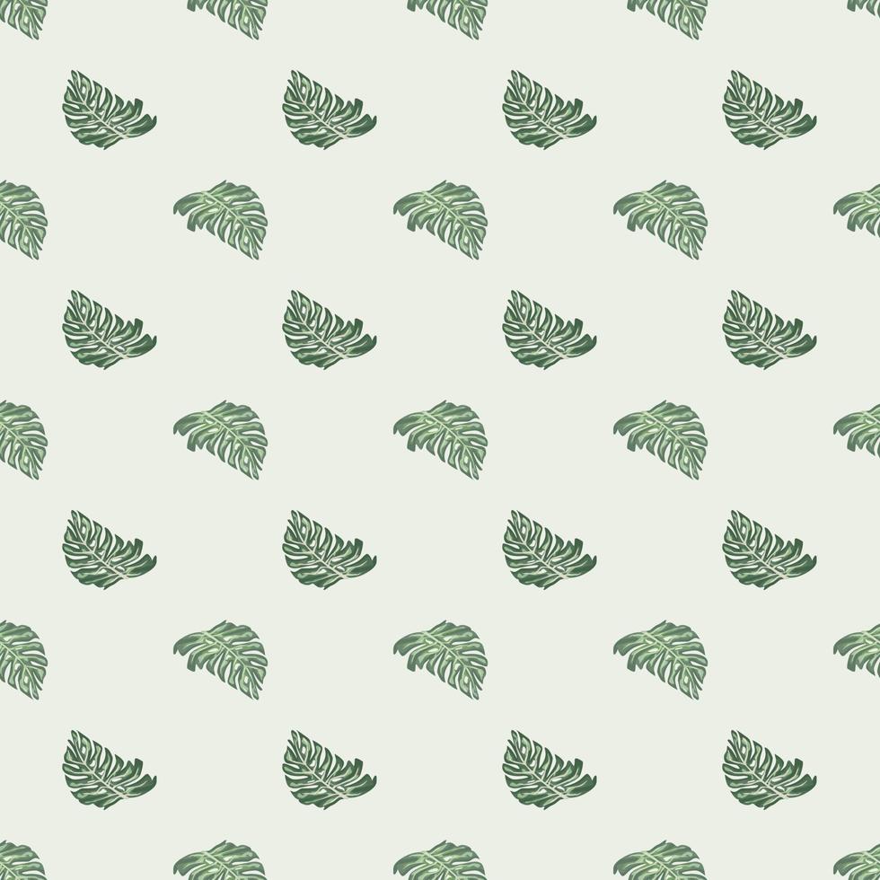 tonos pastel patrón tropical sin costuras con adorno de hoja de monstera verde pastel. fondo claro vector