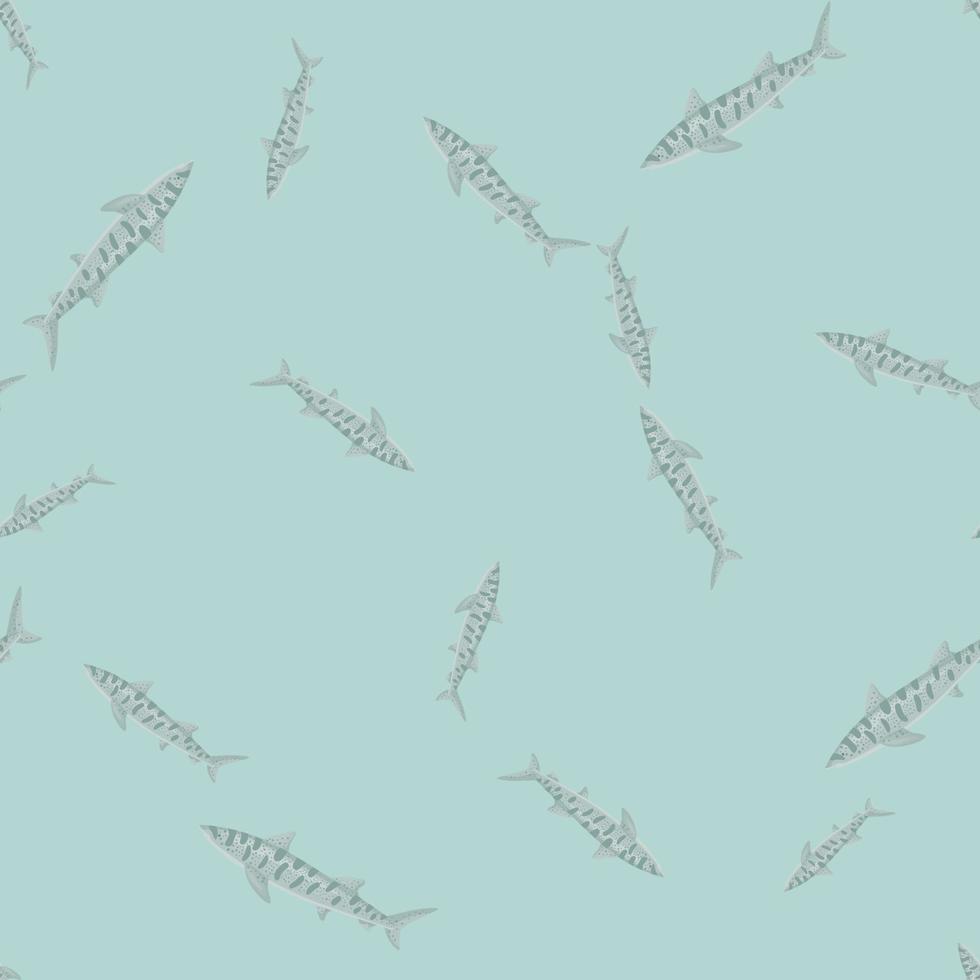 Leopard shark seamless pattern in scandinavian style. Marine animals background. Vector illustration for children funny textile.