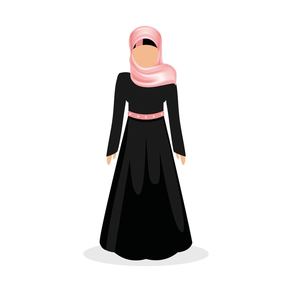 mujer del medio oriente. hiyab árabe tradicional, ropa de niña étnica vector