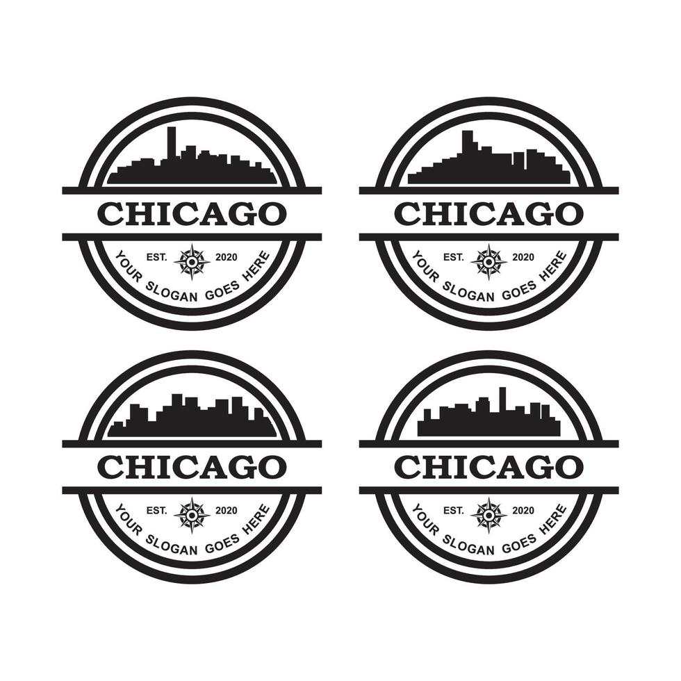 A Set Of Chicago Skyline Vector , A Set Of Chicago Skyscraper Logo