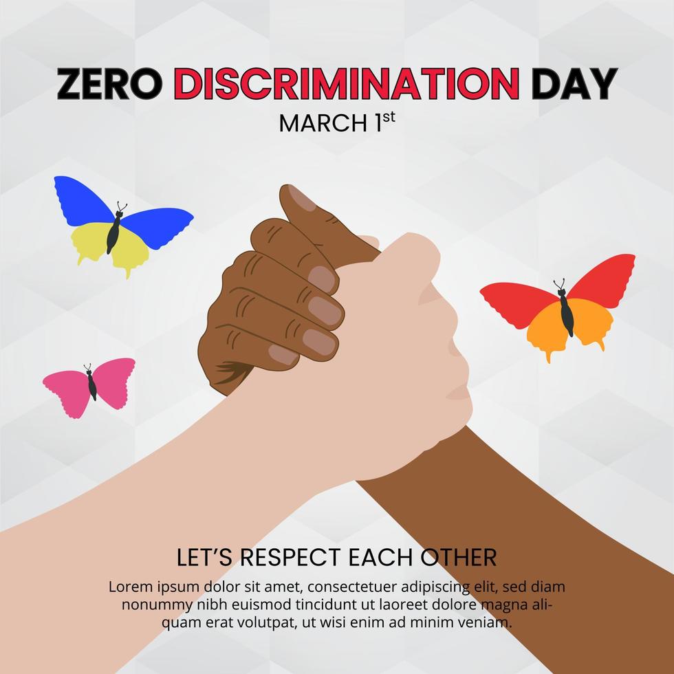 Zero discrimination day background hand hug each other vector
