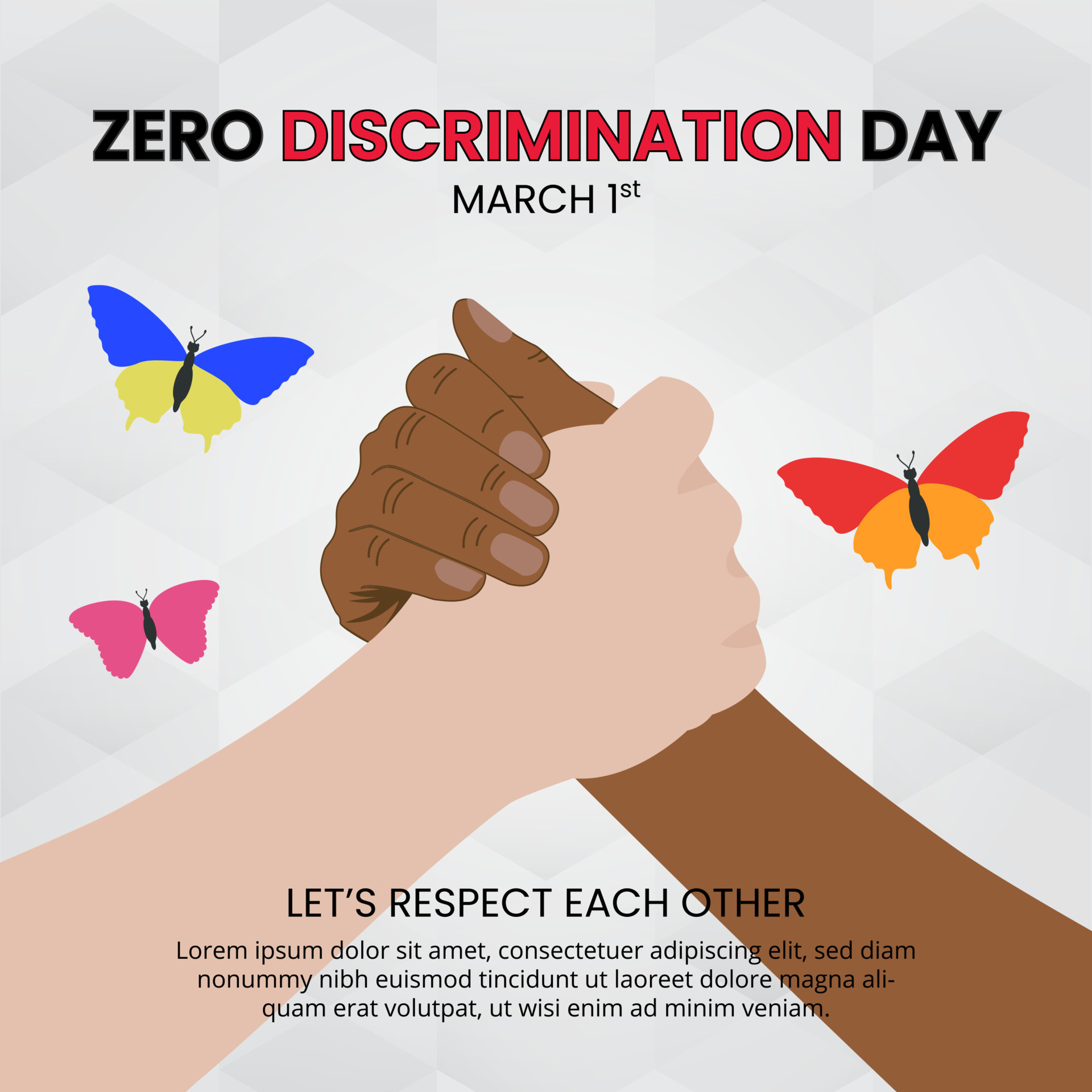 Zero discrimination day background hand hug each other 5696230 Vector