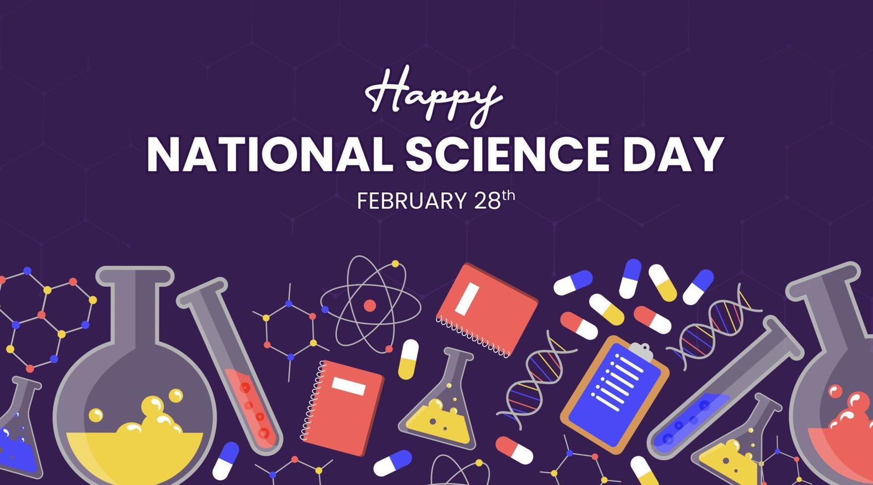 National Science day background design with science stuff vector