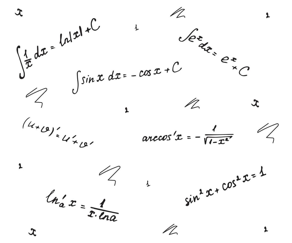 fórmulas matemáticas patrón blanco y negro vector