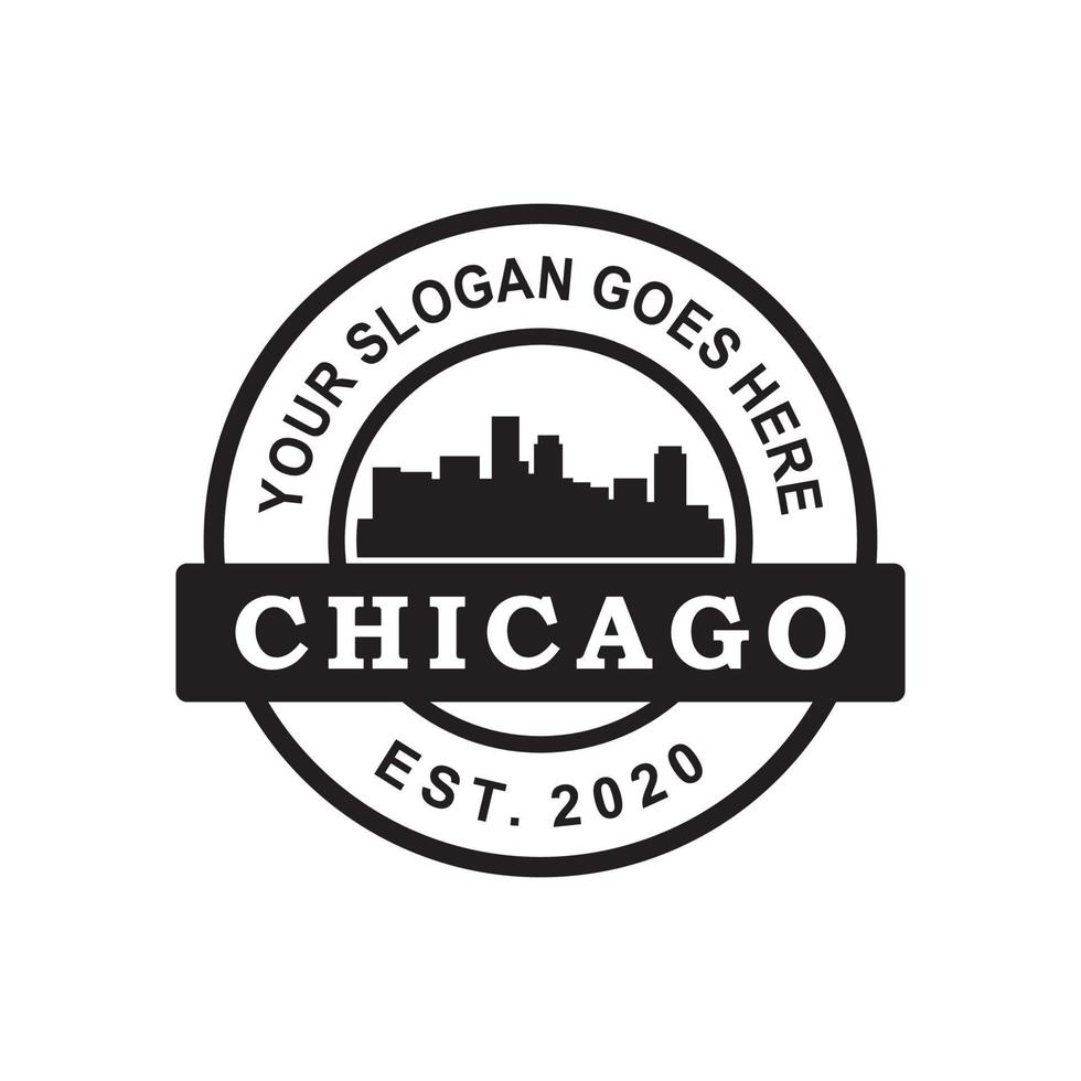 vector de silueta de horizonte de chicago, logotipo de américa