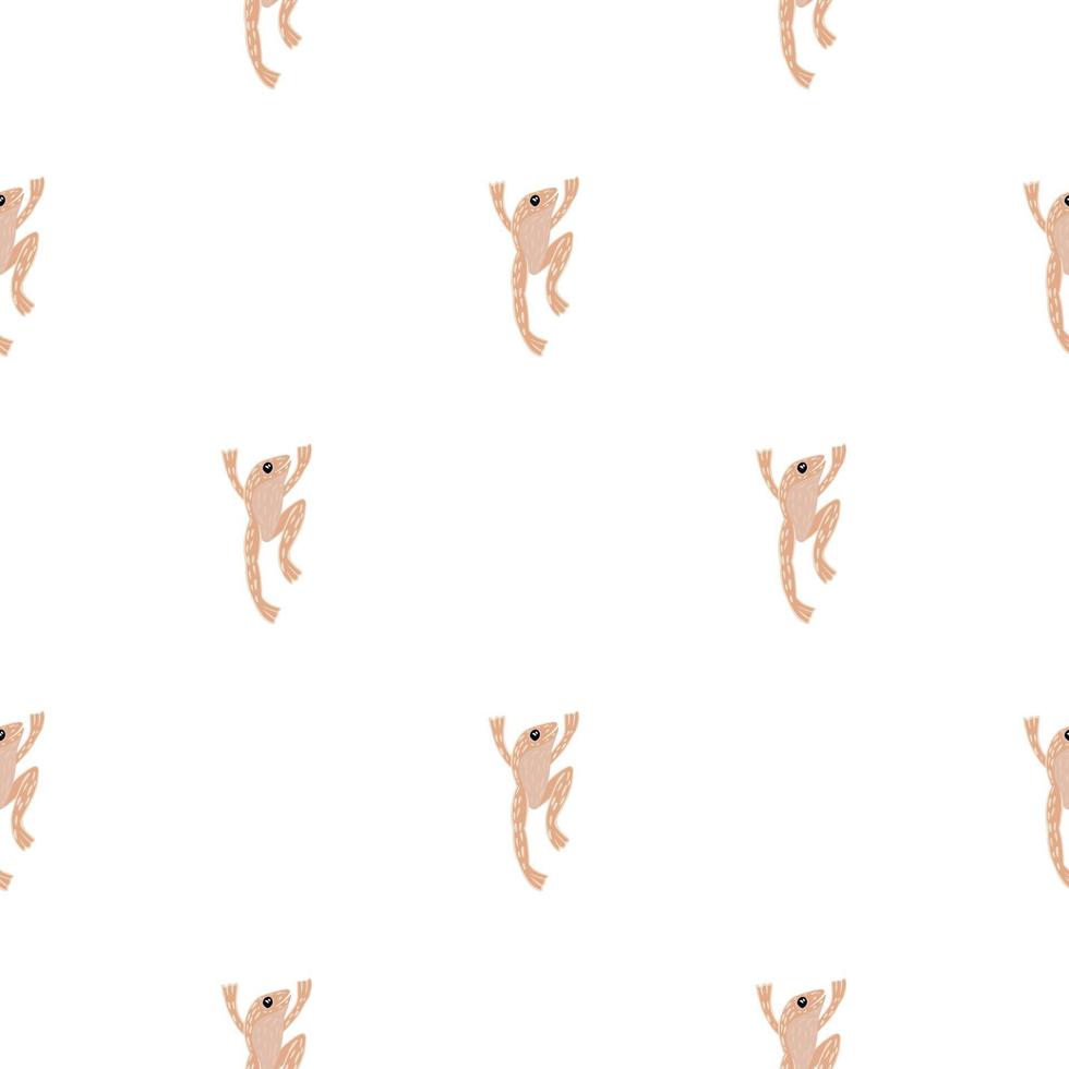 patrón sin costuras de animales tropicales con adorno de siluetas de rana rosa garabato. impresión aislada. Fondo blanco. vector