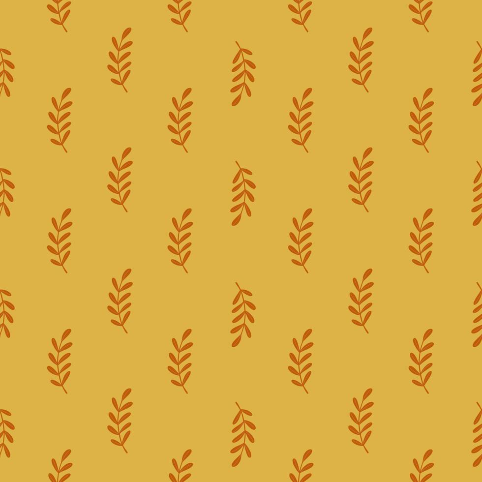 patrón tropical sin costuras con siluetas de ramas de hojas florales. fondo naranja impresión sencilla. vector