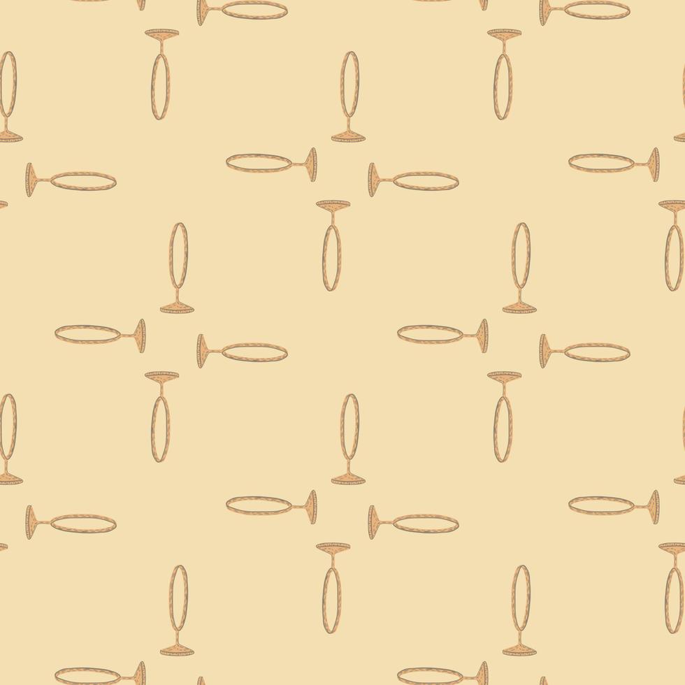 Geometric seamless doodle pattern with circus ring silhouettes ornament. Light beige palette. vector
