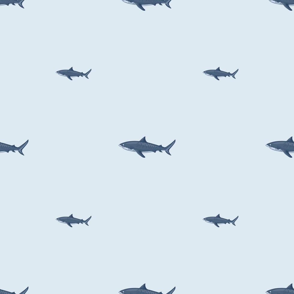 Seamless pattern Tiger shark light background. Gray textured of marine fish for any purpose. vector