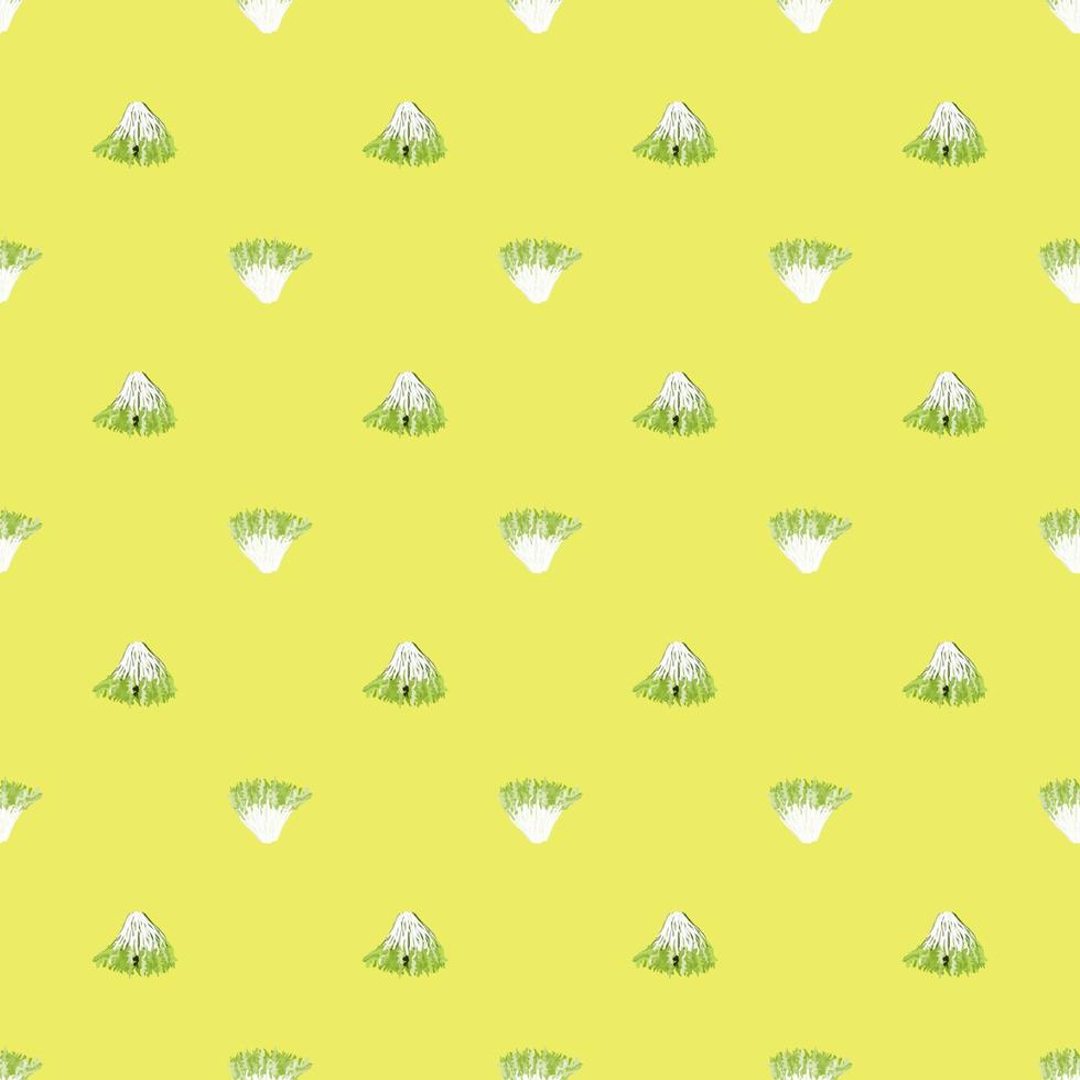 Seamless pattern frisee salad on bright yellow background. Minimalistic ornament with lettuce. vector