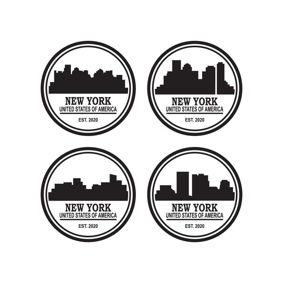 un conjunto de vector de horizonte de nueva york, un conjunto de logotipo de rascacielos de América