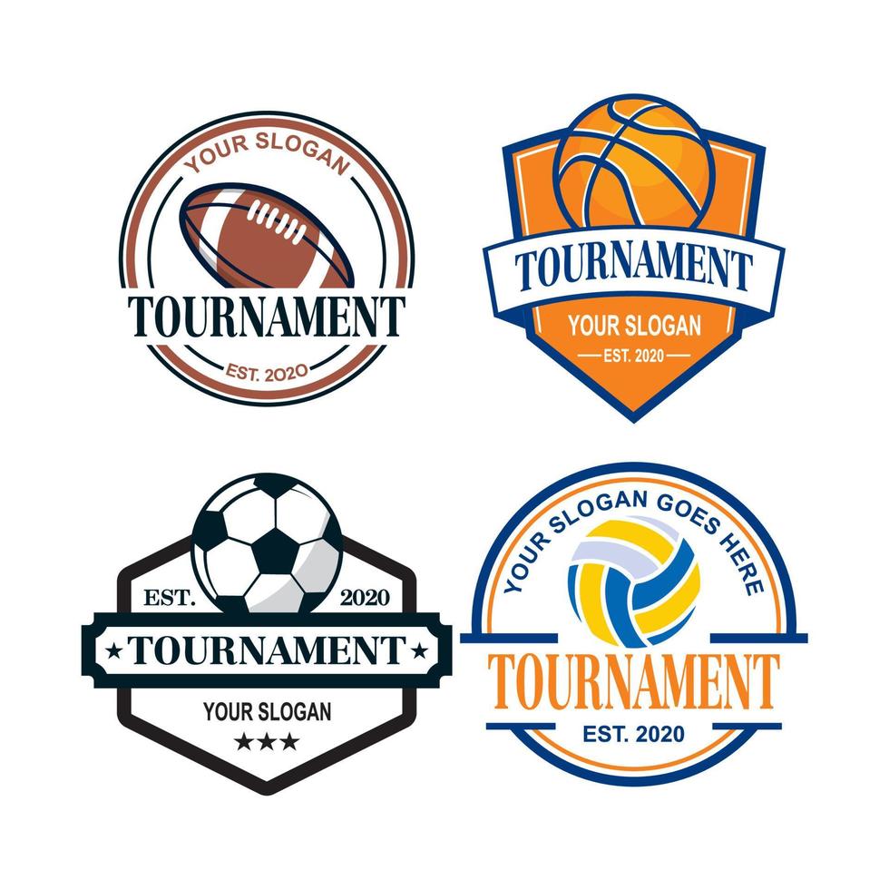 un conjunto de vectores de torneo, un conjunto de logotipos deportivos