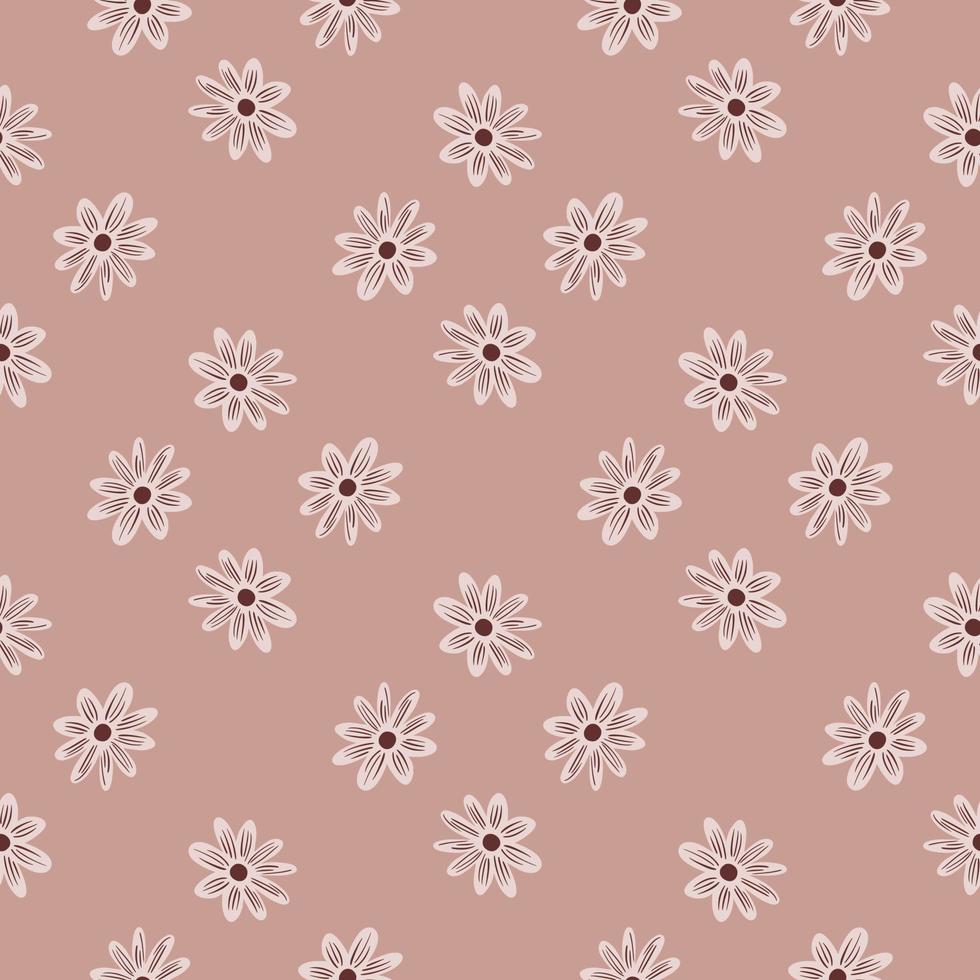 Seamless pattern with doodle flowers daisy print. vector