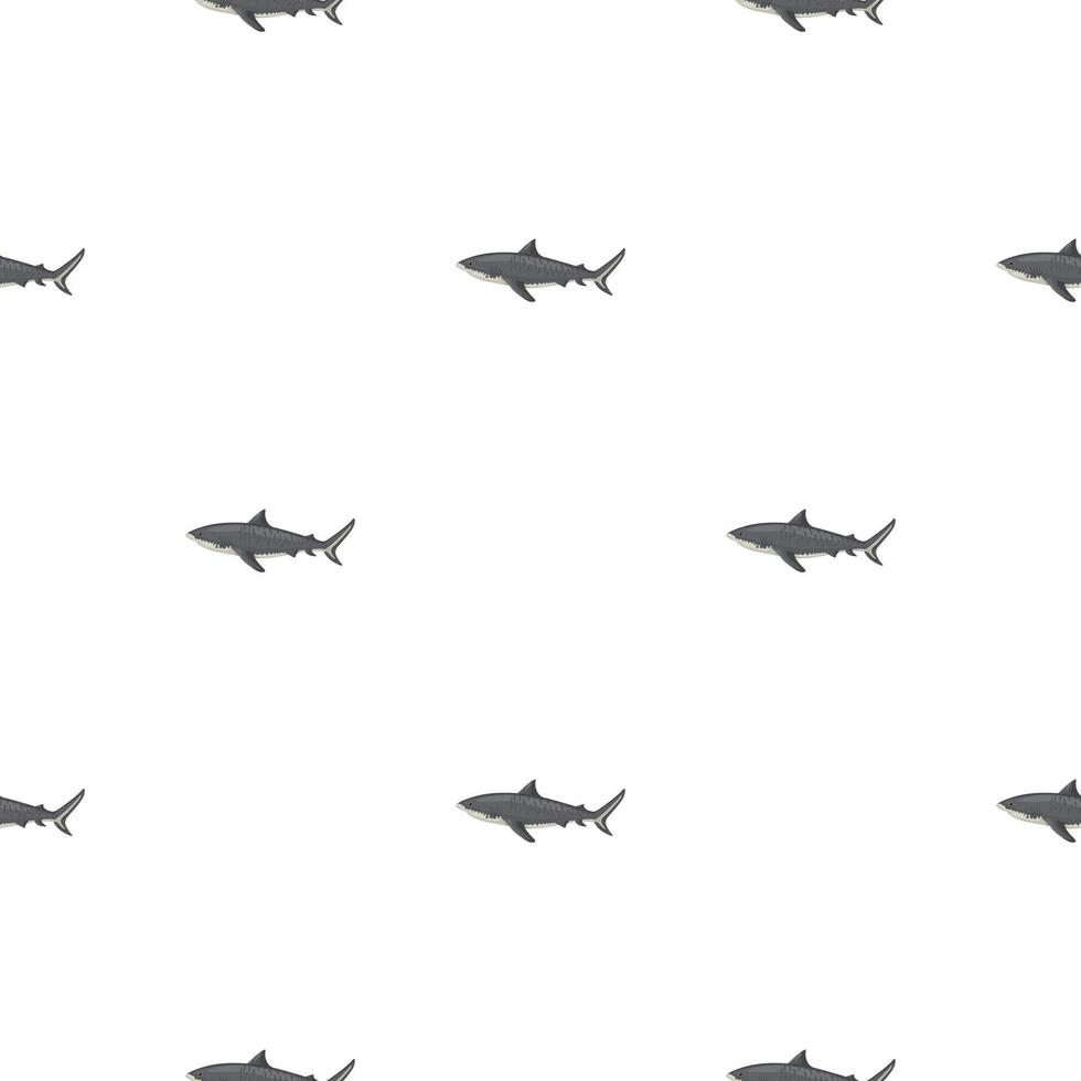 Seamless pattern Tiger shark isolated on white background. Gray textured of marine fish for any purpose. vector