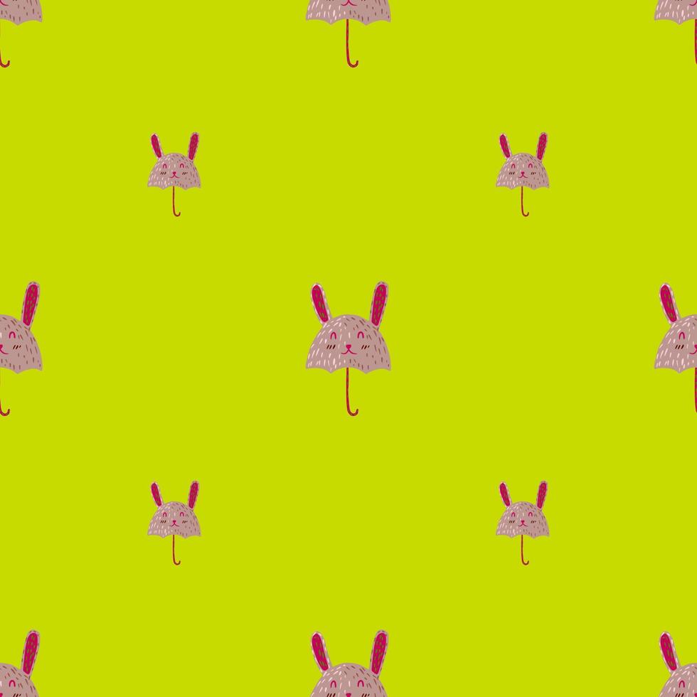Umbrella bunny seamless pattern. Funny characters background. vector