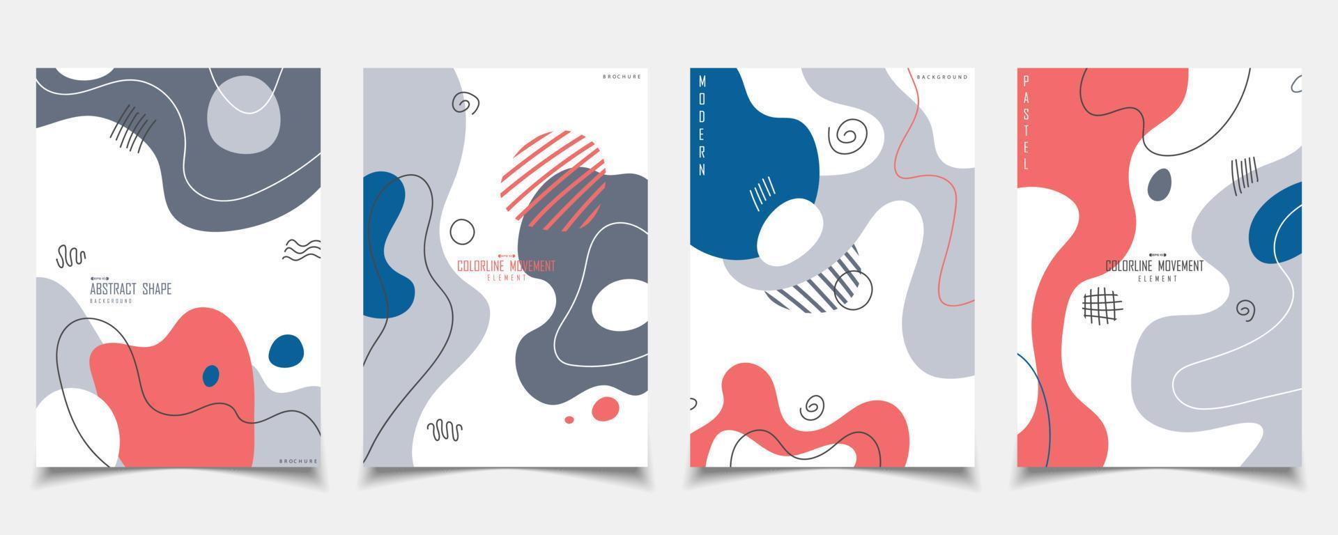 Abstract brochures design artwork of free hand drawing template set. Overlapping for copy space of text background. illustration vector