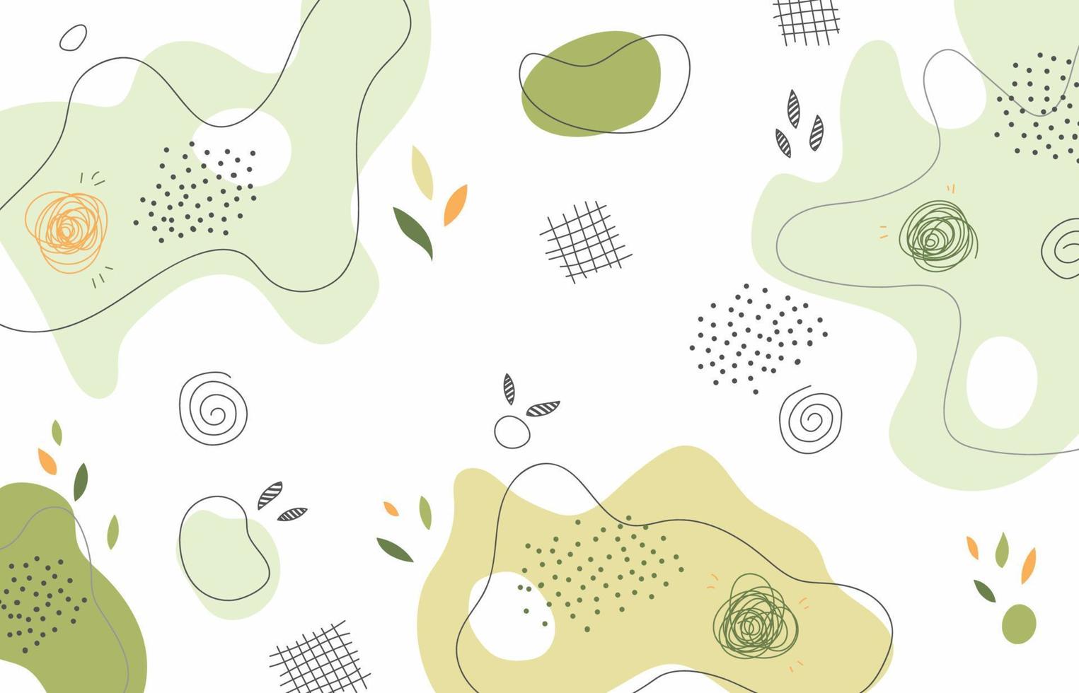 plantilla de diseño de dibujo a mano de fideos orgánicos abstractos. superposición de fondo de naturaleza verde orgánica de estilo libre. ilustración vectorial vector