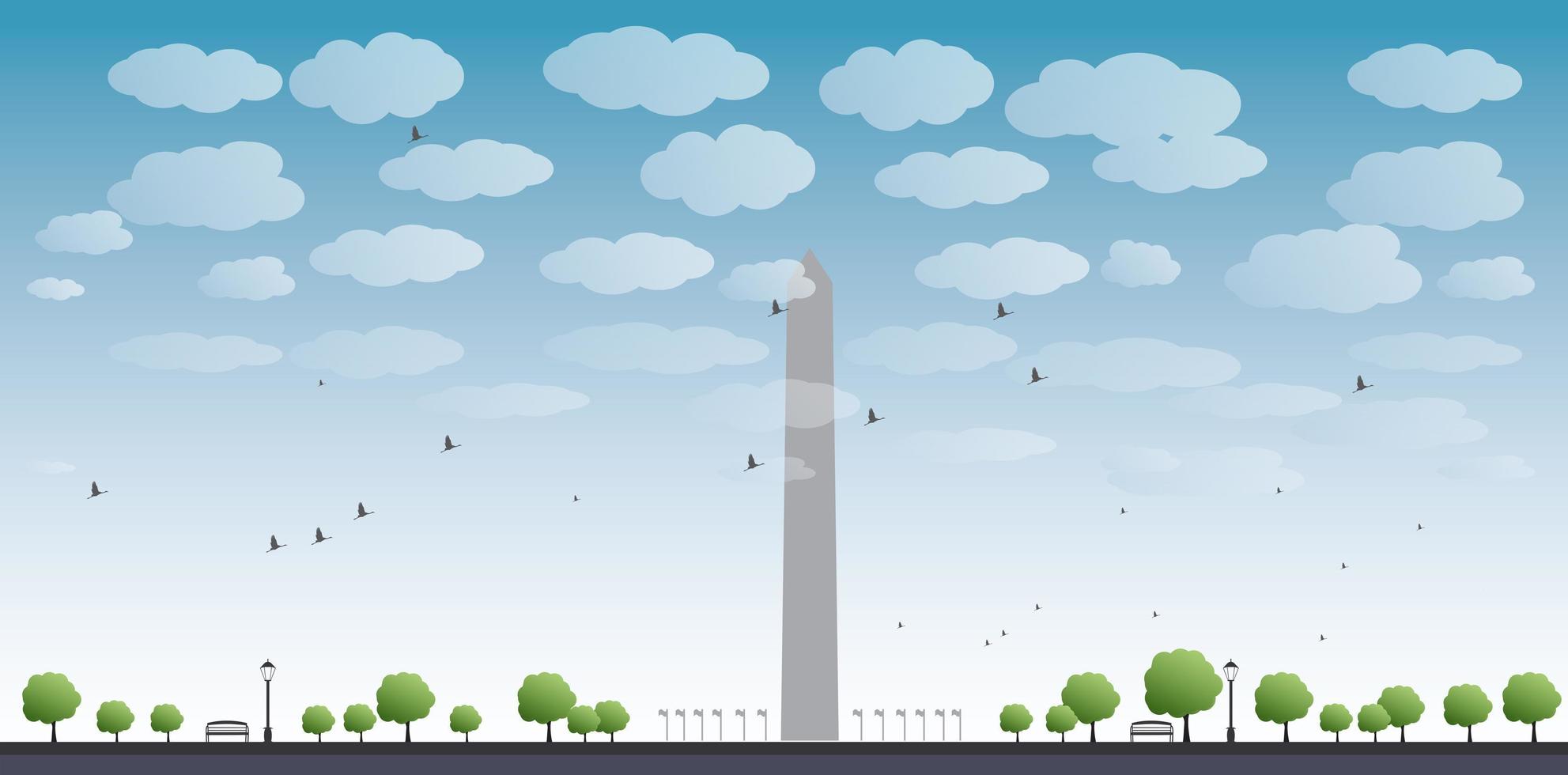 monumento a washington con árboles. vector