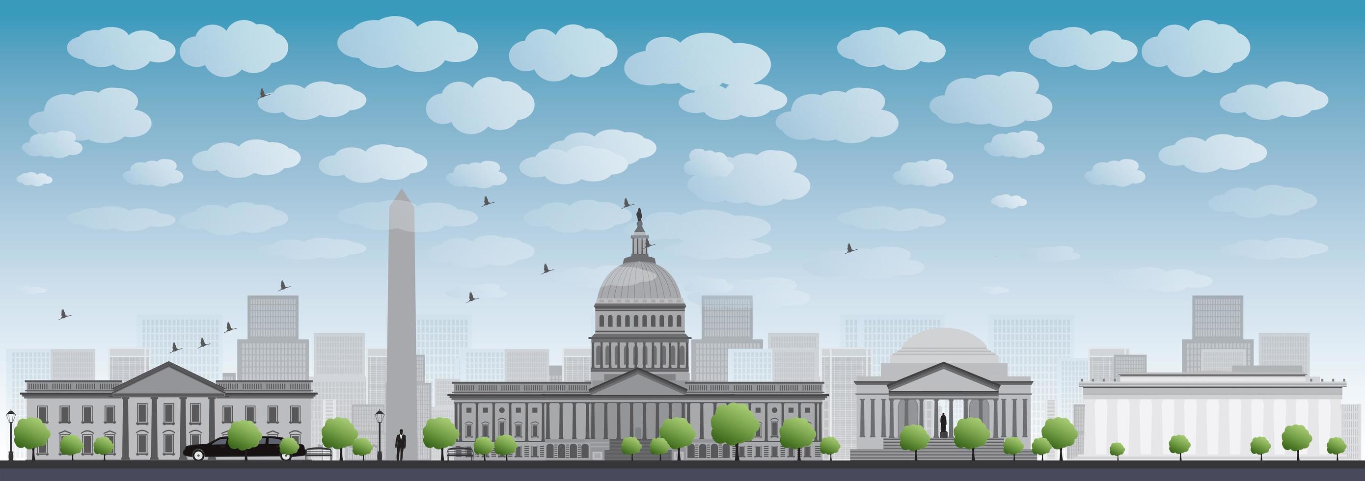Washington DC city skyline. vector