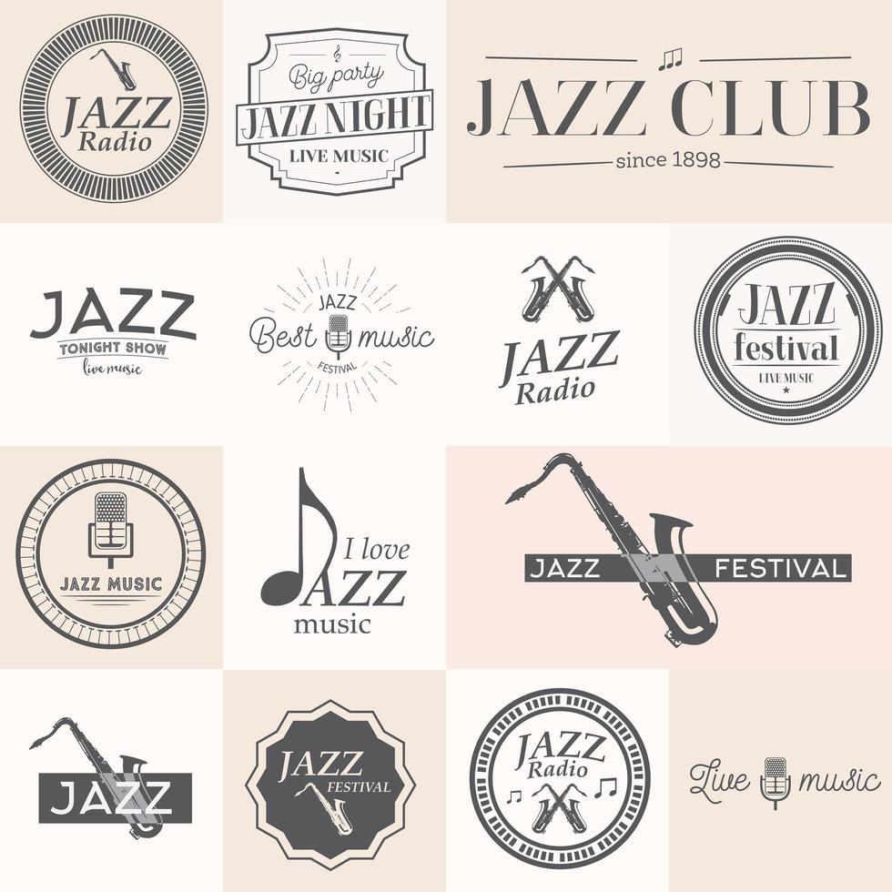 Jazz music labels. vector