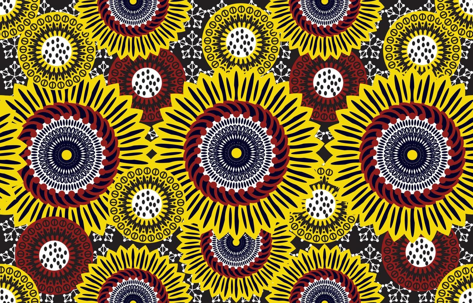 Ethnic abstract fabric. Seamless pattern in tribal, African wax print kitenge floral motifs vector. Aztec geometric art ornament.Design for carpet, wallpaper, clothing, wrapping, fabric, cover, dress vector