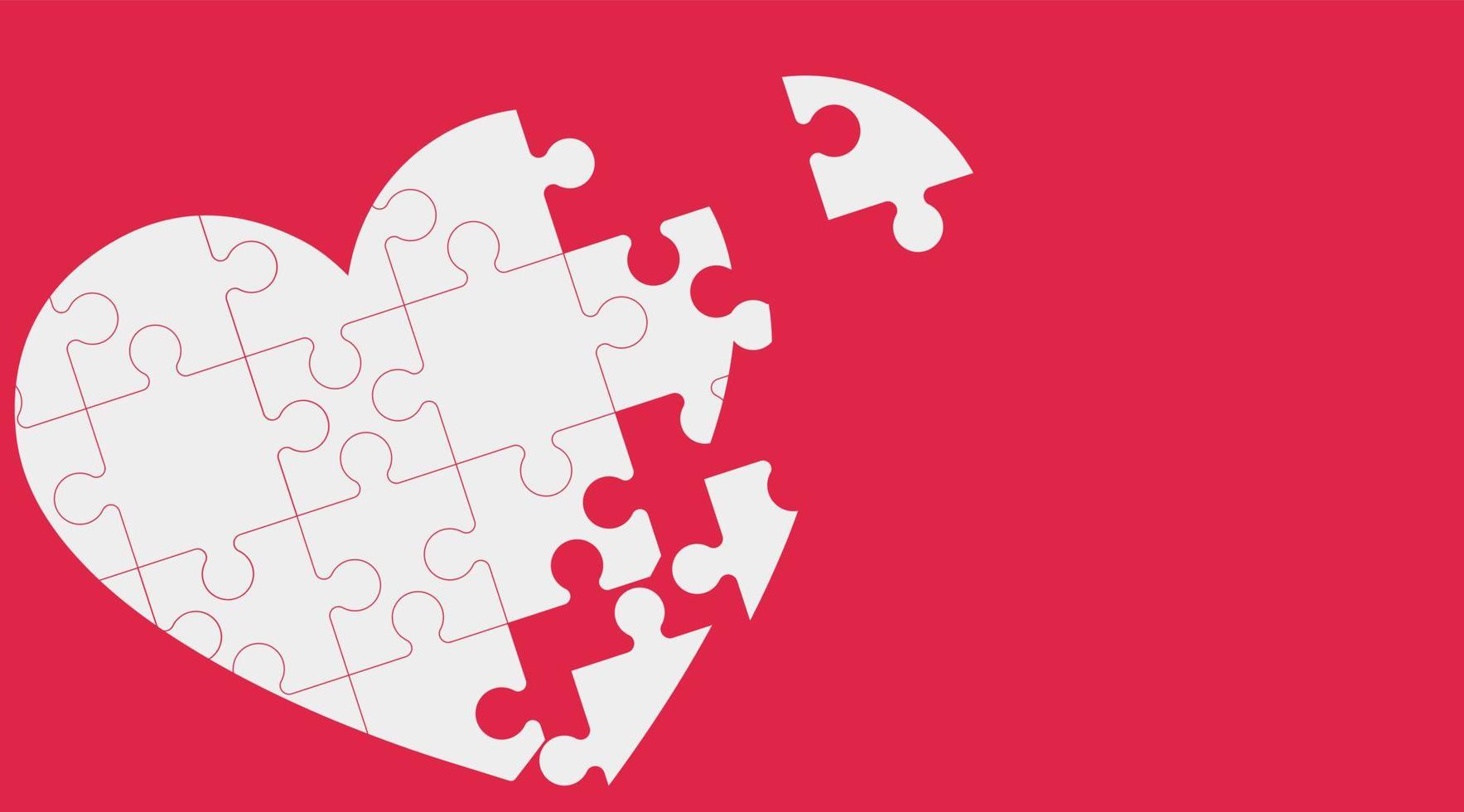 Top view heart puzzle with missing piece vector