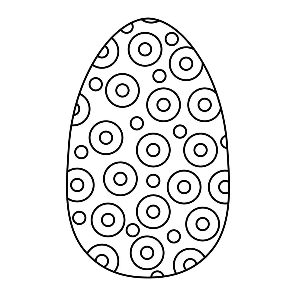 Cute egg decorated with pattern. Great for Easter greeting cards, coloring books. Doodle hand drawn illustration black outline. vector