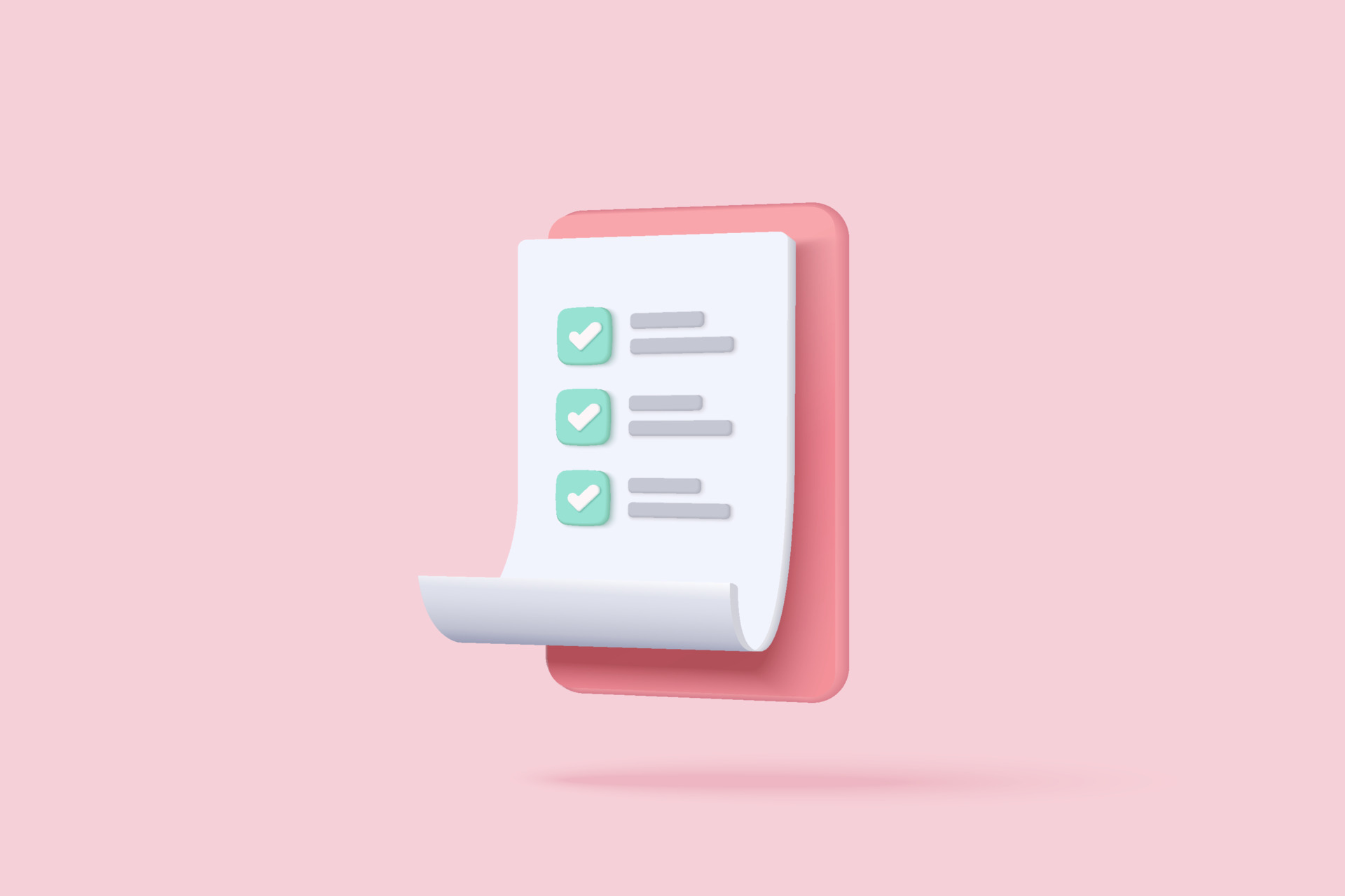 White clipboard task management todo check list, efficient work on project  plan, fast progress, level up concept, assignment and exam, productivity  solution icon. 3d vector render on pink background. 5697406 Vector Art