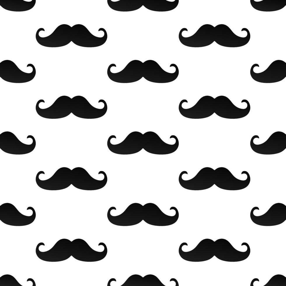 Seamless pattern with mustaches flat style design vector illustration. Black mustaches isolated on white background.