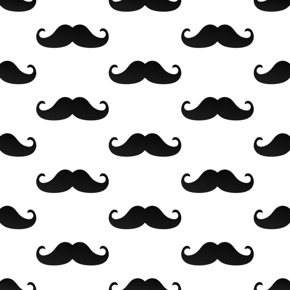 Seamless pattern with mustaches flat style design vector illustration. Black mustaches isolated on white background.