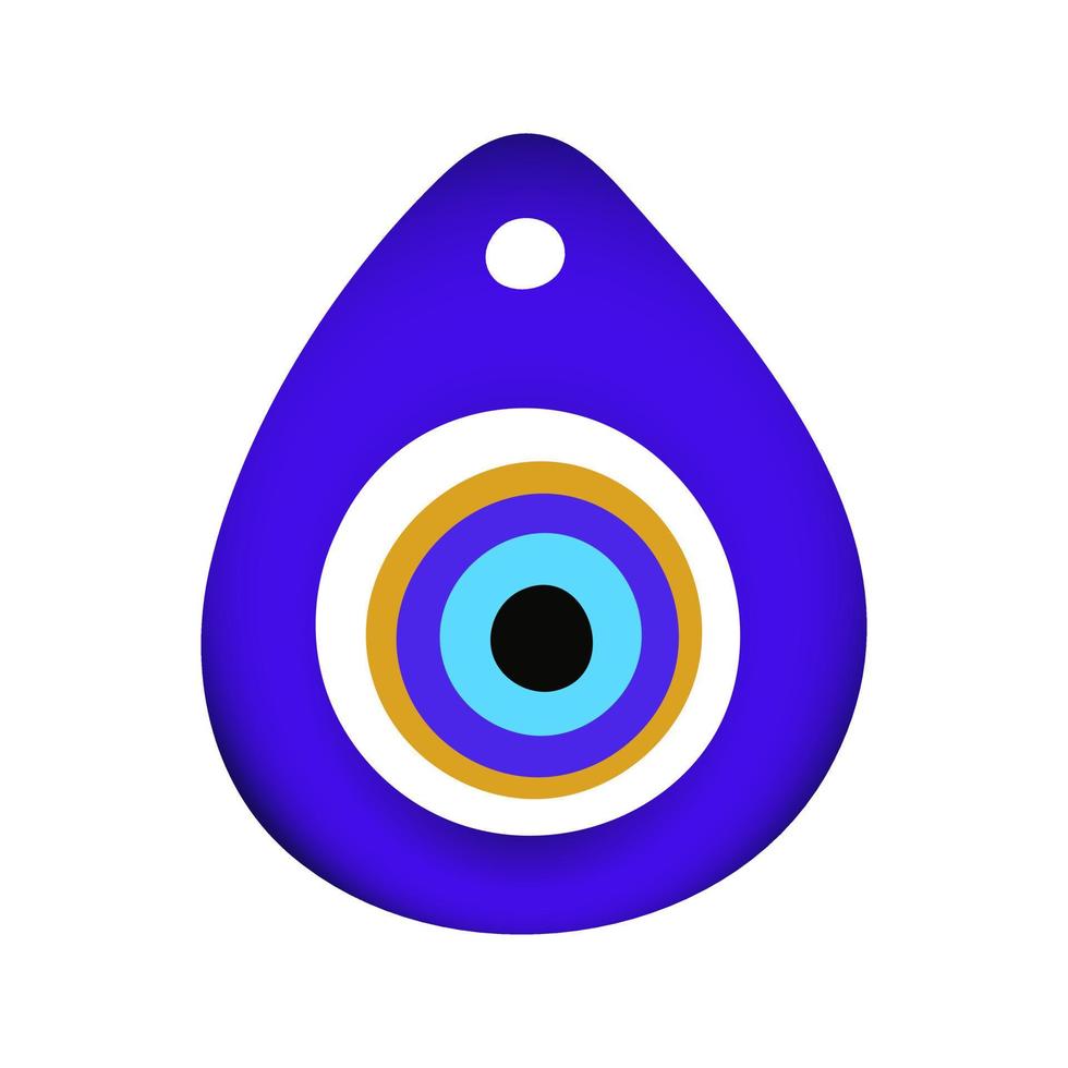 Ilustración de vector de diseño de estilo plano de amuleto de símbolo de mal de ojo oriental azul.