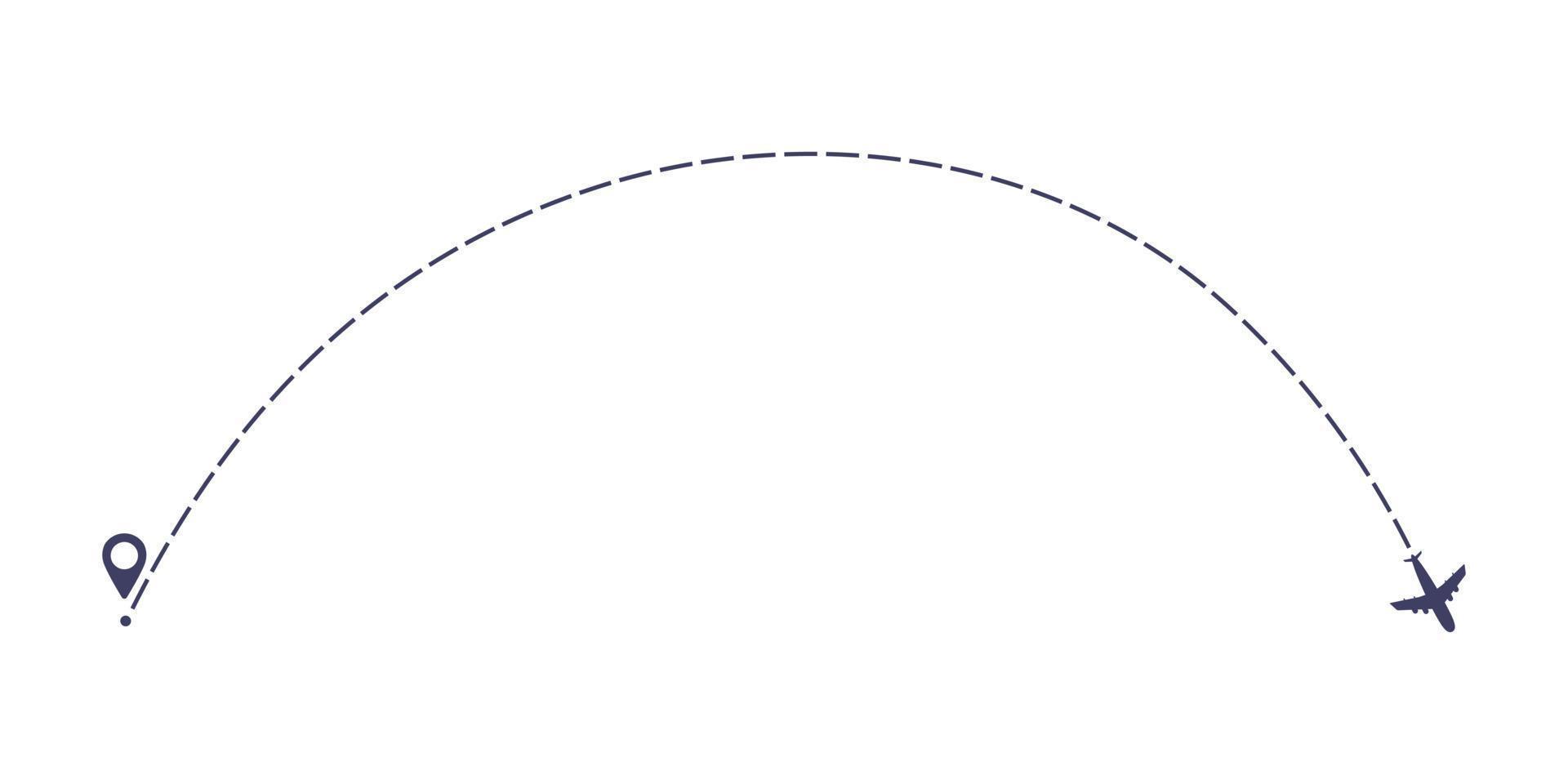 Airplane dashed line path flat style design vector illustration isolated on white background.