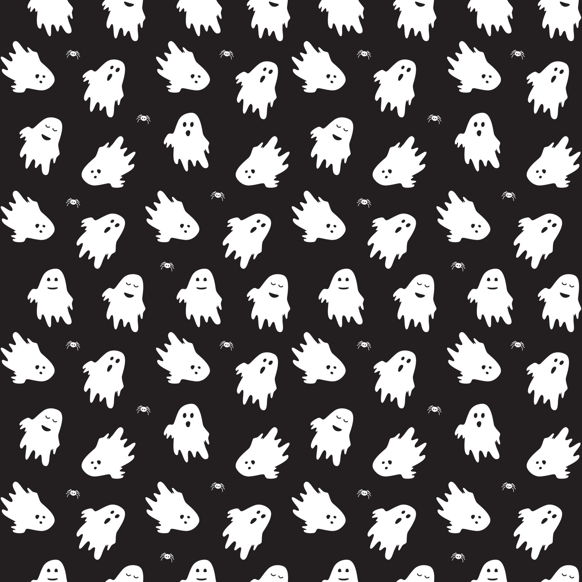 Cute ghost boo holiday character seamless pattern flat style design ...