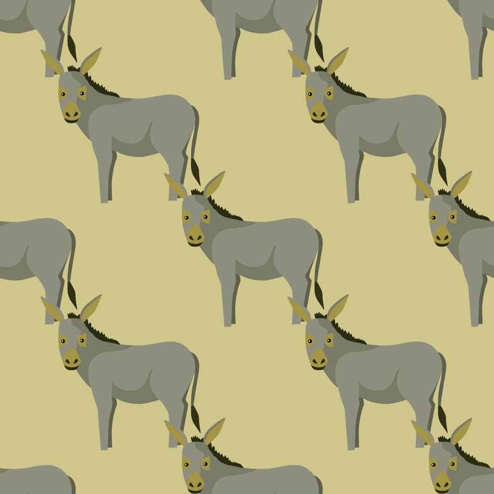 Seamless pattern of donkey. Domestic animals on colorful background. Vector illustration for textile.