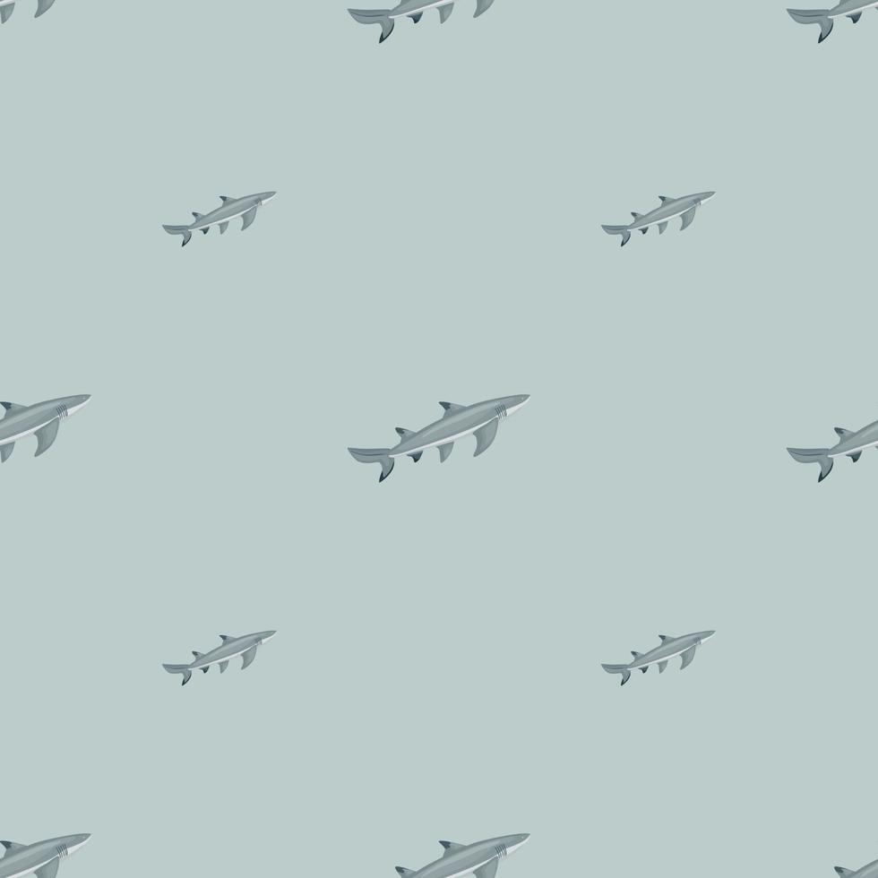 Lemon shark seamless pattern in scandinavian style. Marine animals background. Vector illustration for children funny textile.