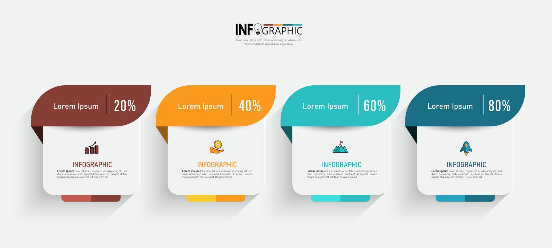 plantilla de infografías de negocios de cuatro pasos vector