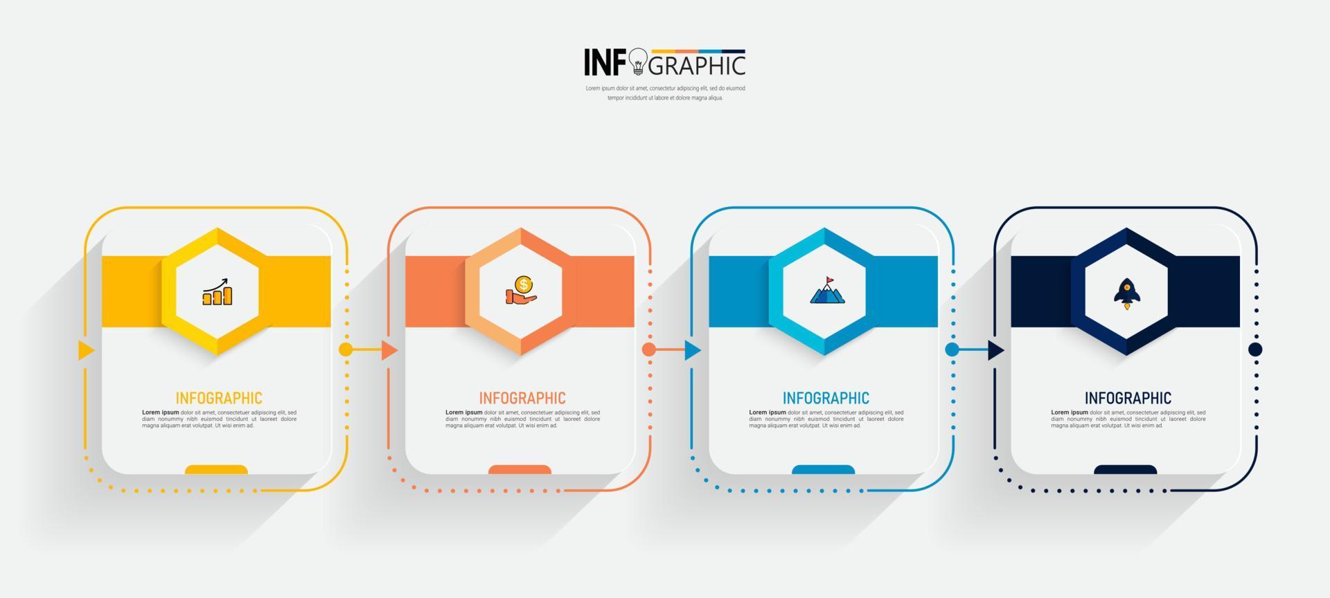 plantilla de infografías de negocios de cuatro pasos vector