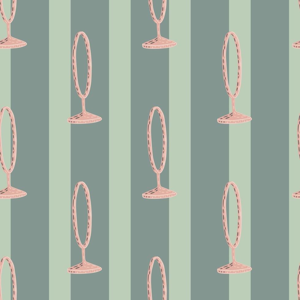 Decorative seamless pattern with pink colored circus ring ornament. Grey striped background. vector