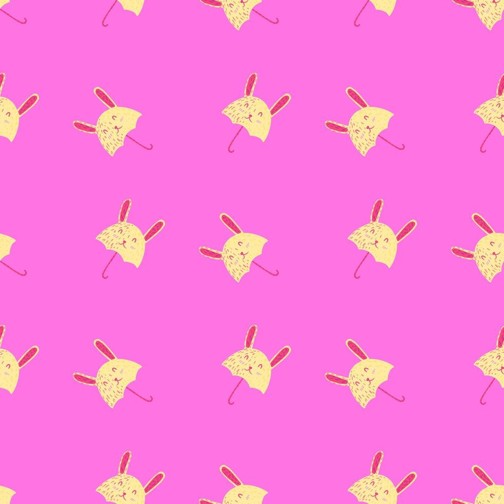 Umbrella bunny seamless pattern. Funny characters background. vector