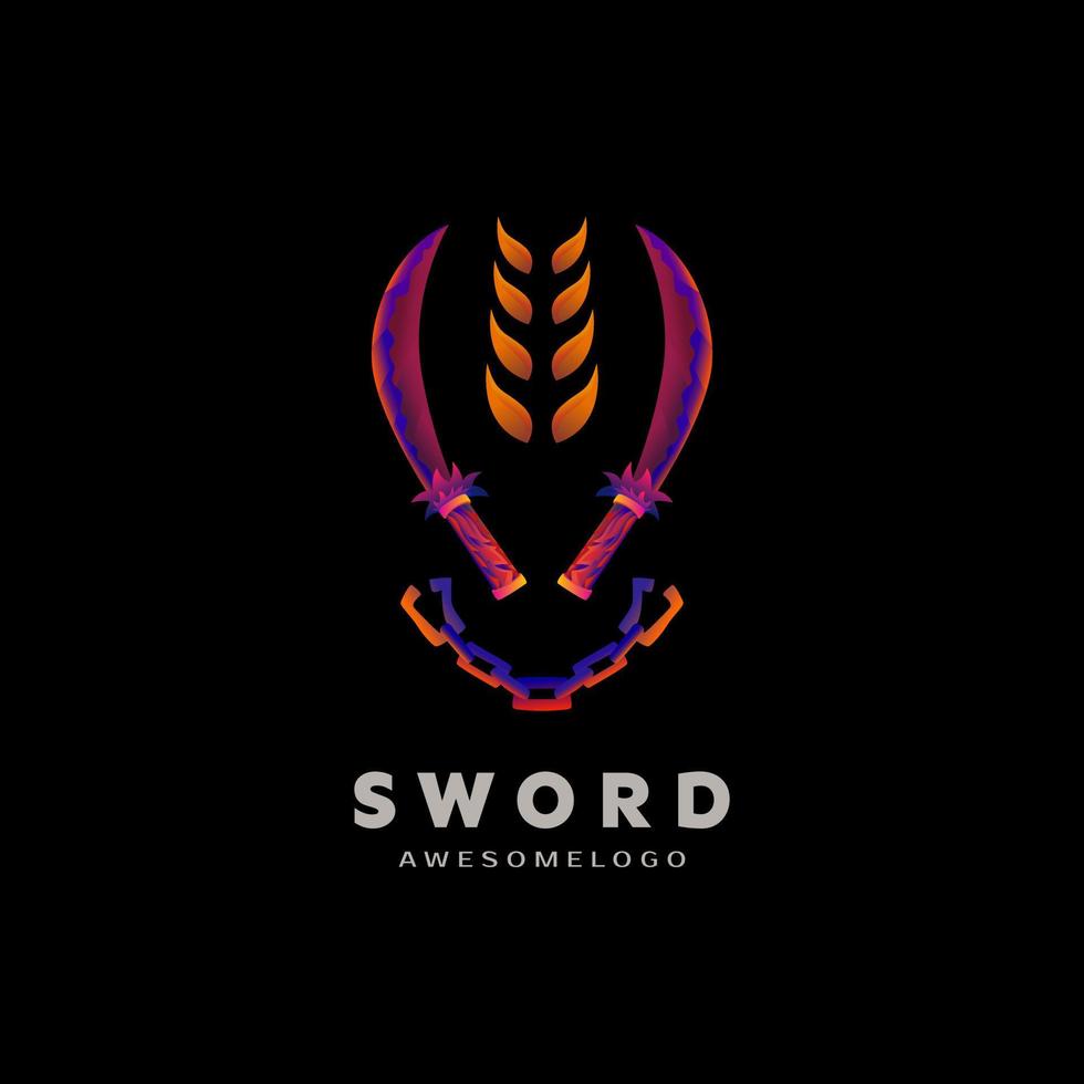 Colorful twin sword logo illustration, Premium Vector. vector