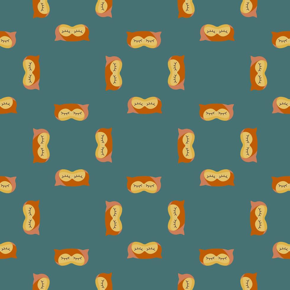Owl orange color geometric seamless pattern on green background. Children graphic design element for different purposes. vector
