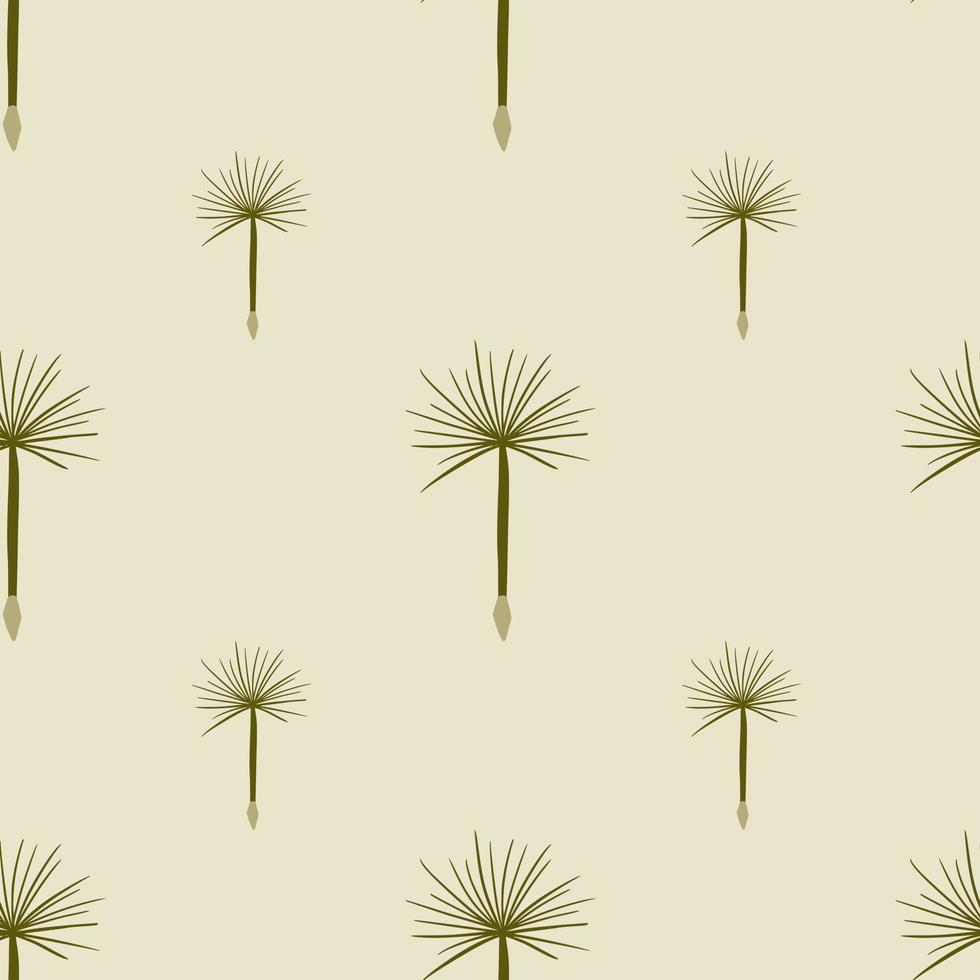 Minimalistic style seamless doodle pattern with green dandelion elements. Light pastel background. vector