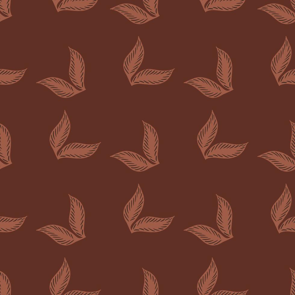 Decorative seamless pattern with herbal leaves ornament. Maroon pale background. Natural botany print. vector