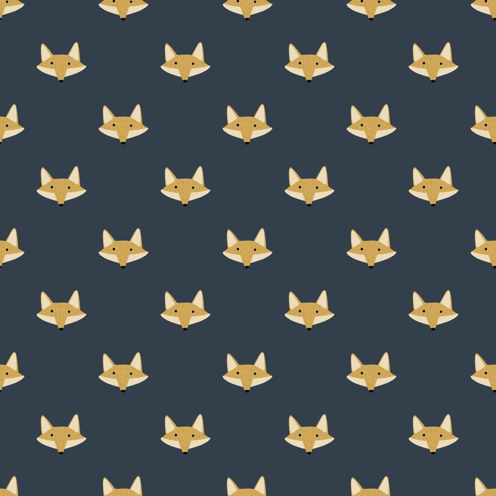 patrón de zorro sin costuras en estilo a mano alzada. animales de cabeza sobre fondo colorido. ilustración vectorial para textiles. vector