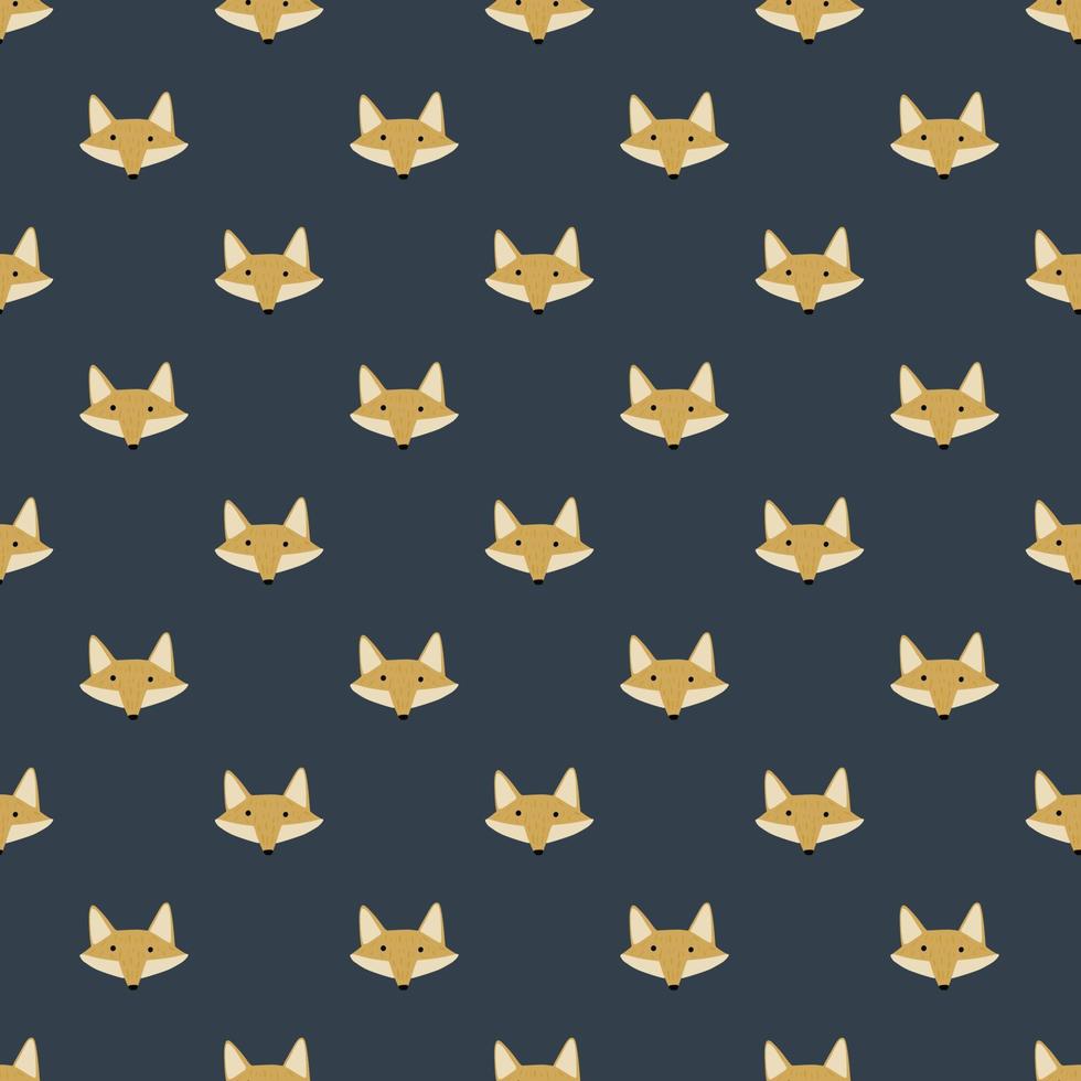 Fox pattern seamless in freehand style. Head animals on colorful background. Vector illustration for textile.