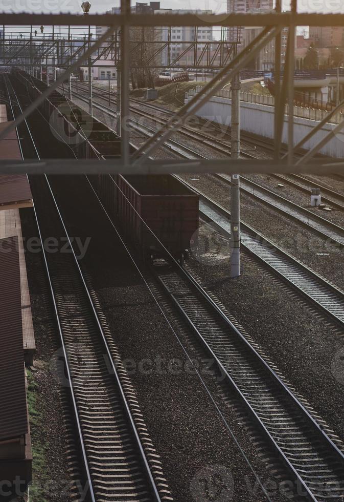 Freight wagons at the railway station photo