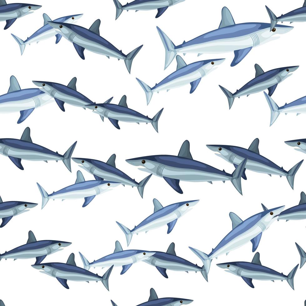 Seamless pattern shark Mako on white background. Animal templates for fabric. vector