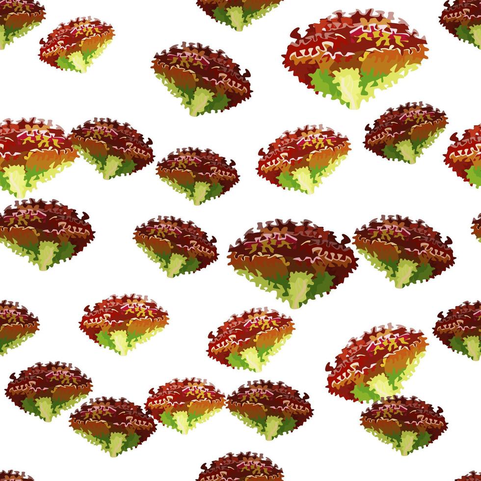 Seamless pattern lola rosa salad on white background. Simple ornament with lettuce. vector