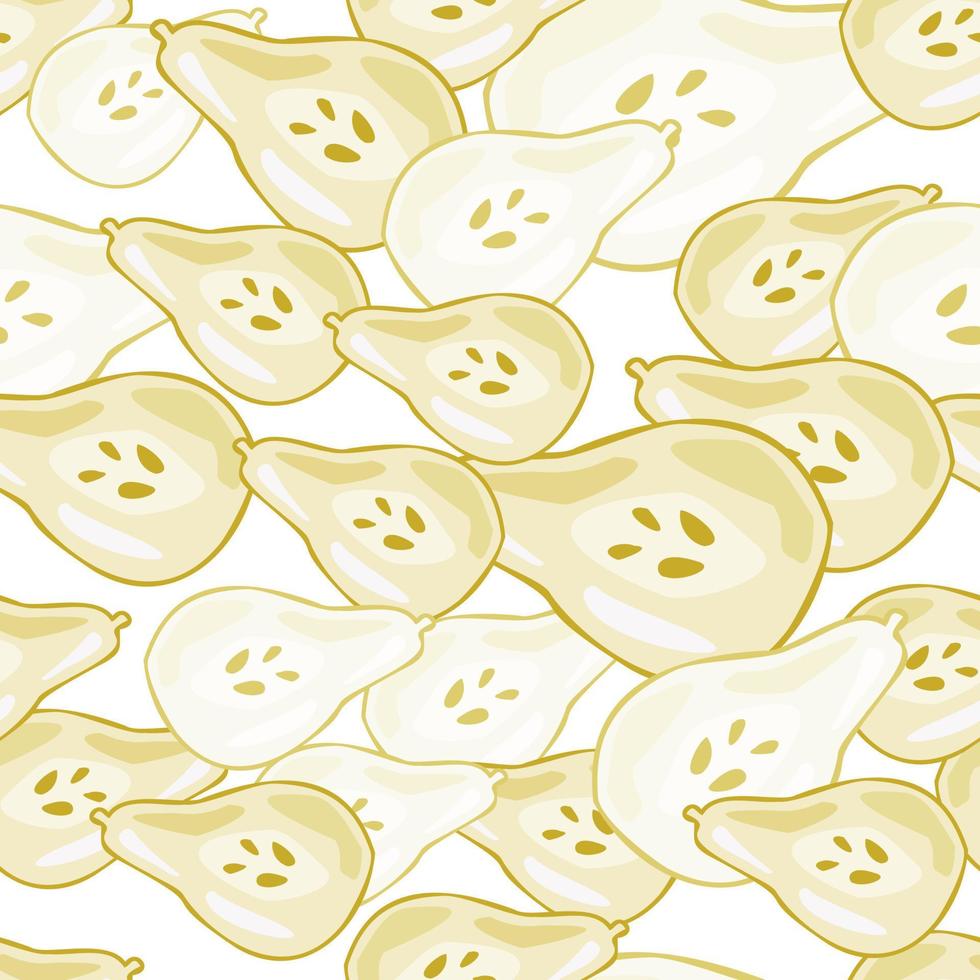 Pears of seamless pattern. Hand drawn background fruit. vector